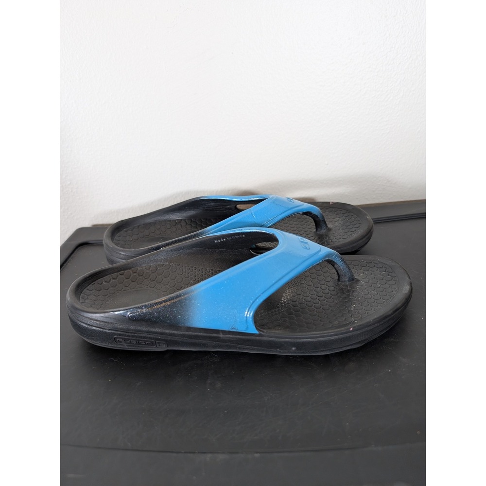 Spenco Fusion 2 Mens Size 9 Orthotic Recovery Sandals Blue Black Flip Flops